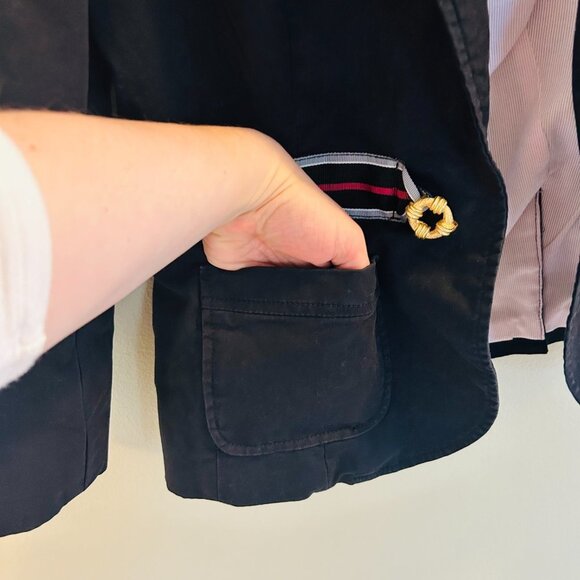 Elevenses First Mate Blazer Womens Size 8 Navy Anthropologie Nautical Military - Picture 4 of 13